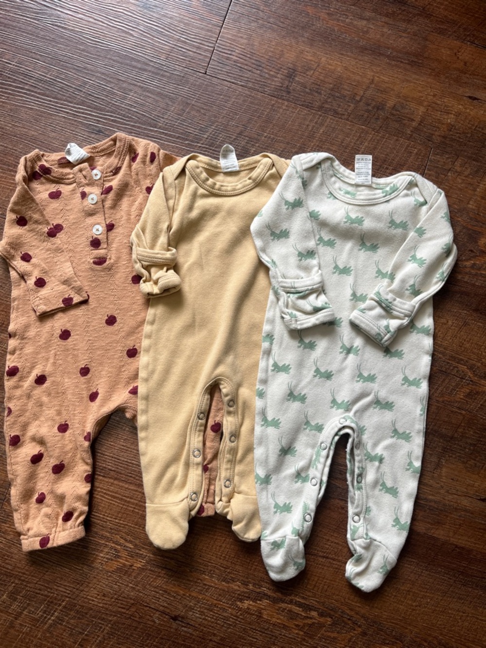 kate quinn Neutral, Mustard & Sage Footed One-Piece Trio